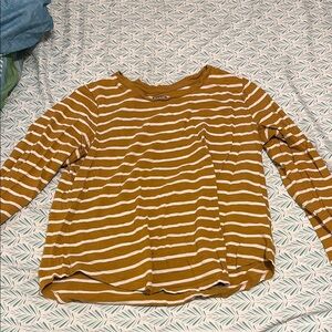 Old Navy Yellow Brown Relaxed Ribbed Long Sleeve Tee
